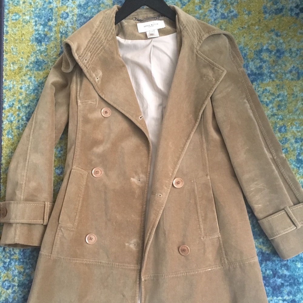 Karen Millen Velvet Trench Caramel Coat (Size 6)